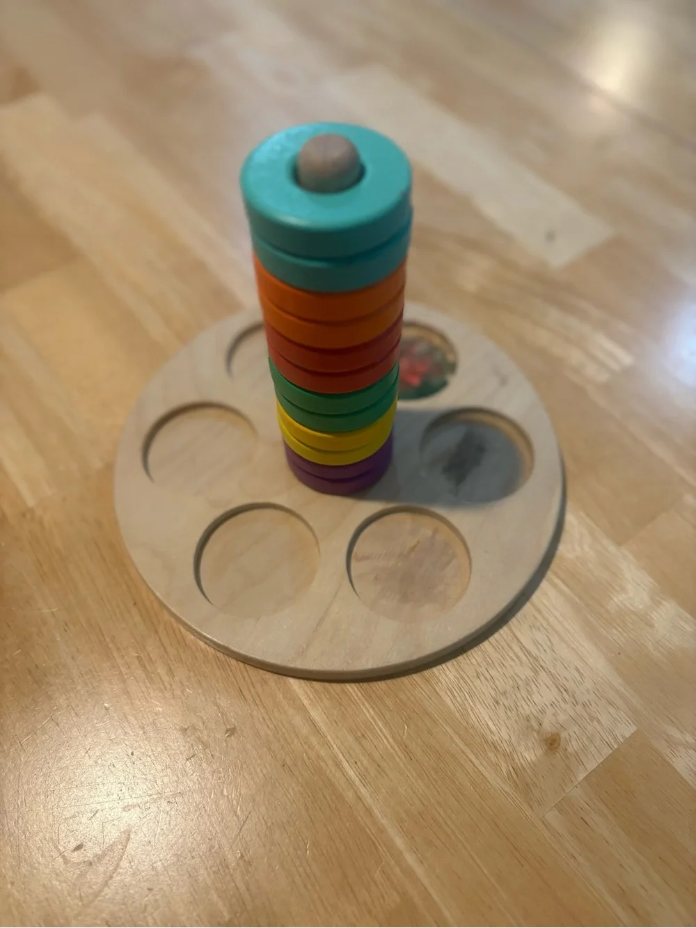 LOVEVERY Wooden Rainbow Stacking Ring Montessori Educational Toy